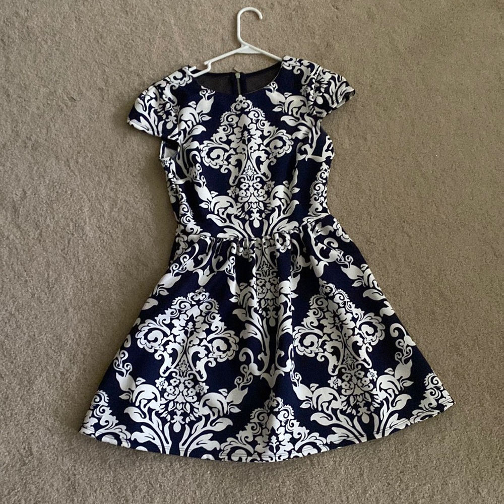 Navy tea length cocktail dress